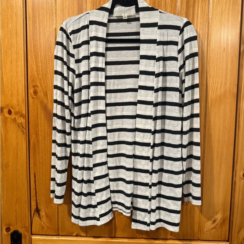 Cyrus Black and White Striped Cardigan